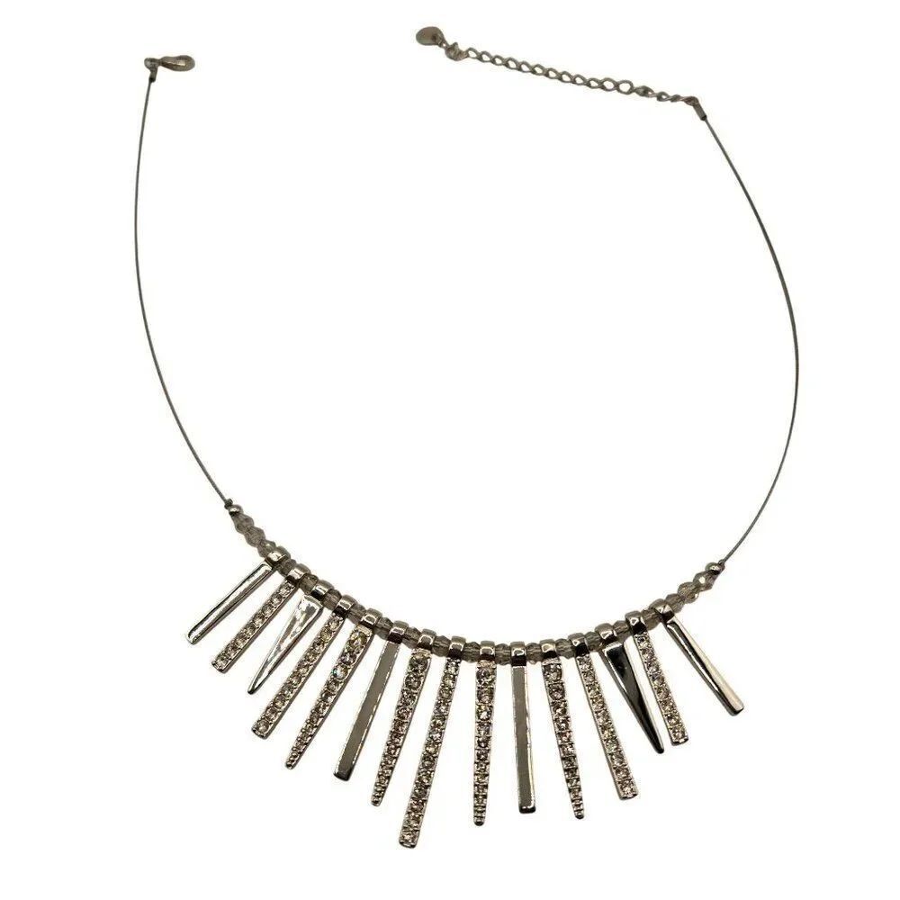 Swarovski Crystal silver tone Bib Statement Necklace Party